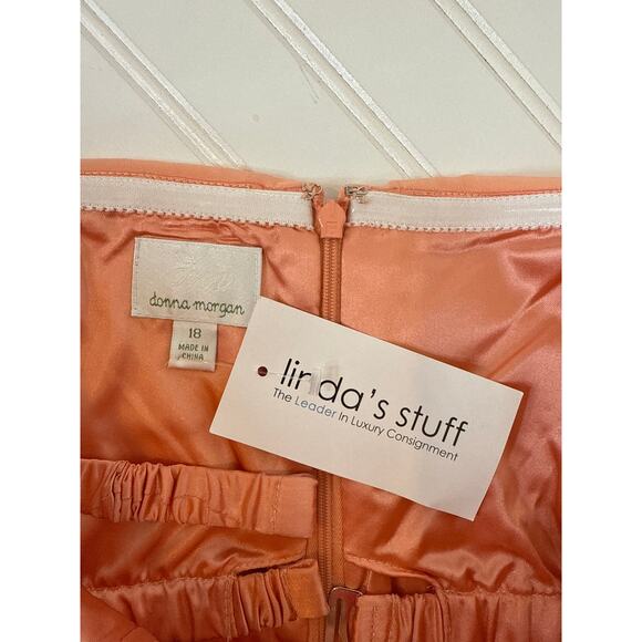 NWT Donna Morgan Peach Short Cocktail Dress Strapless Bridesmaid Wedding Sze 18 - Picture 6 of 8